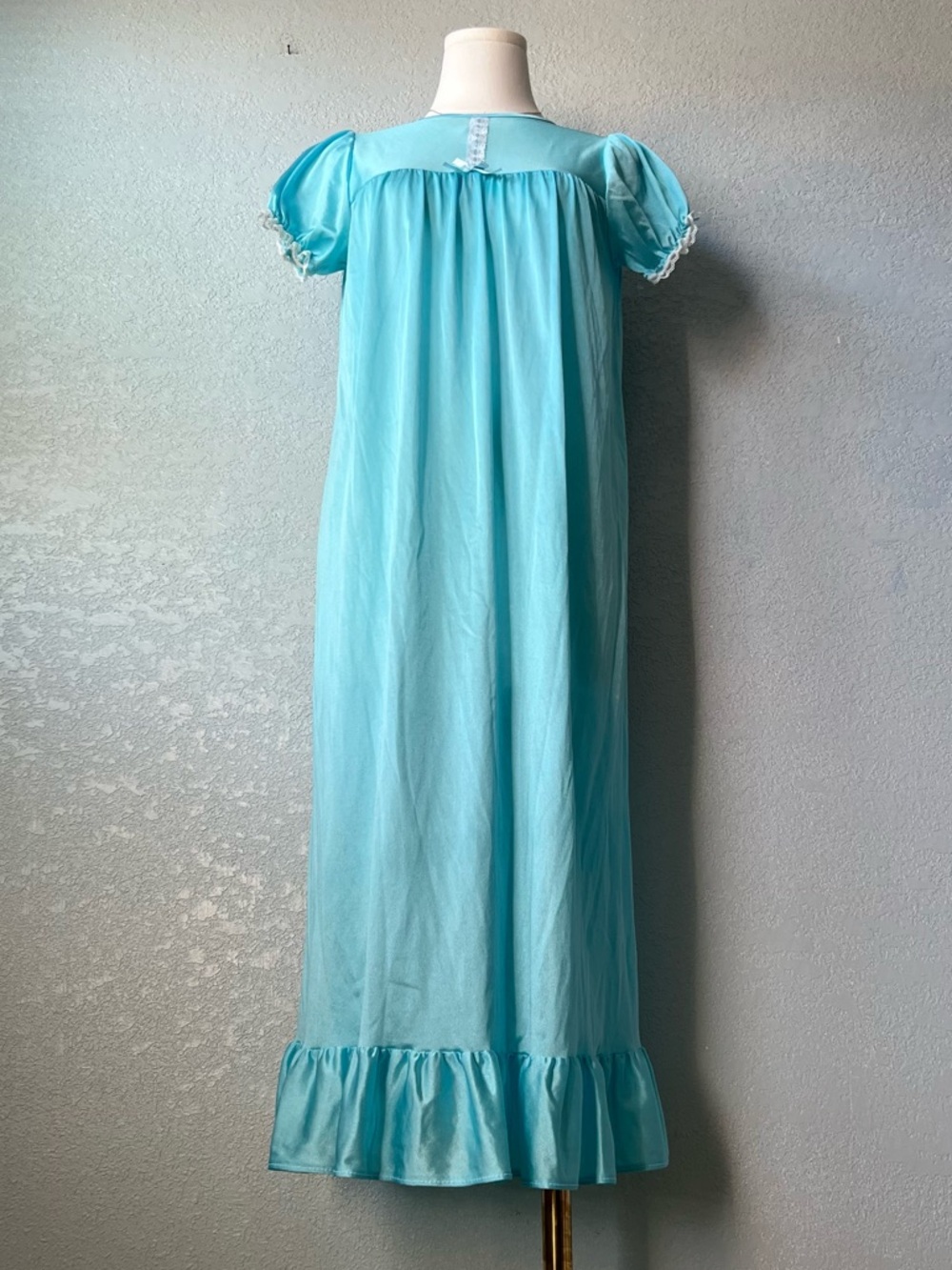 Blue Ruffle Wendy Nightgown Granny Cottagecore Prairie Lace Trim Maxi Dress S